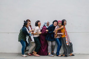 Women in Line Laughing